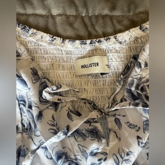 Hollister Sofia Drop-Waist Bubble Skort Dress White & Blue Floral Large - Picture 8 of 11